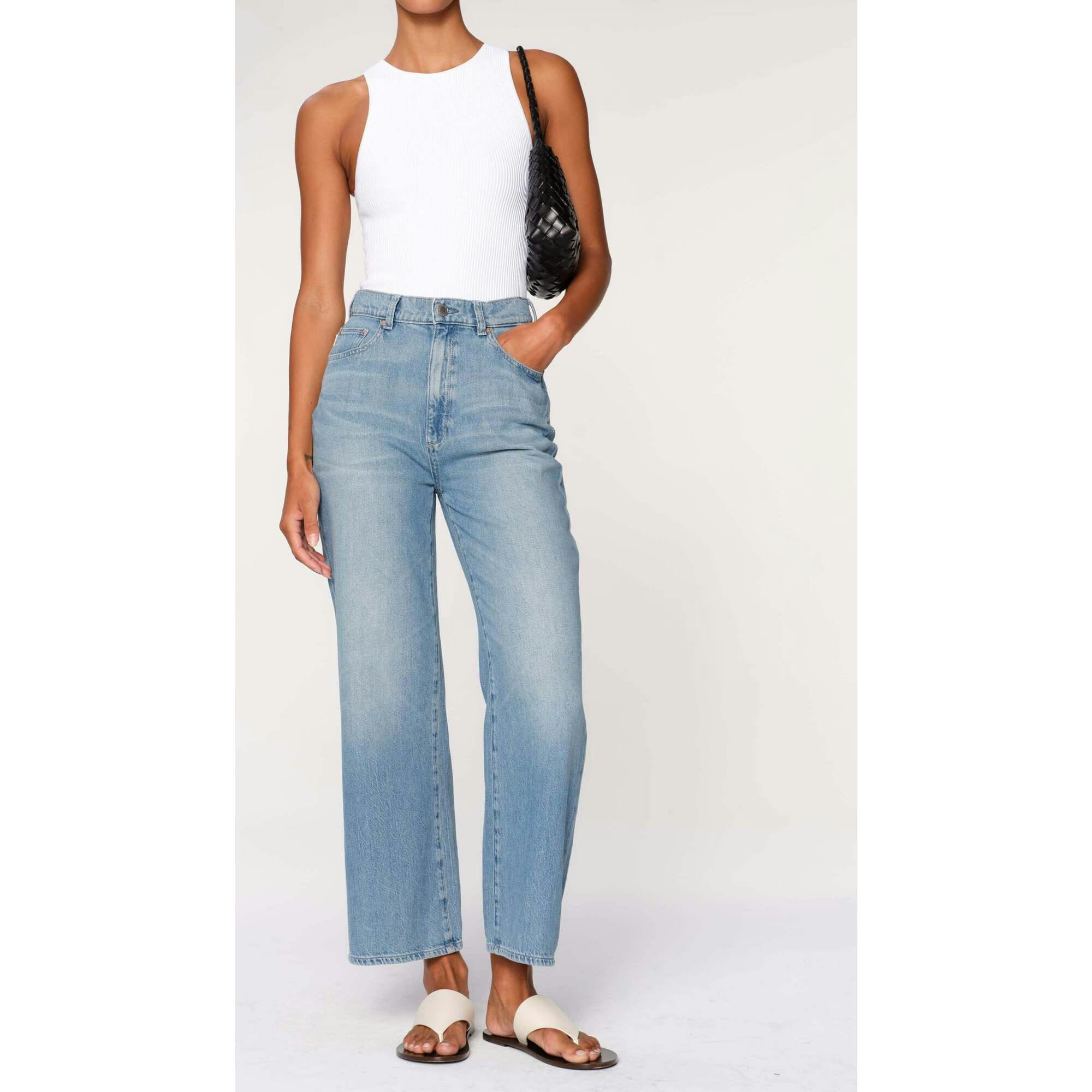 Hepburn Wide Leg High Rise Ankle Jeans | River Bank