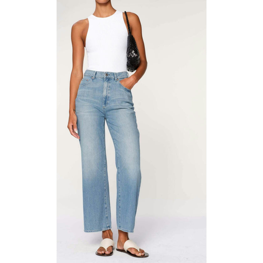 Hepburn Wide Leg High Rise Ankle Jeans | River Bank