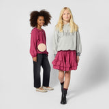 Burgundy Ruffled Logo Skirt