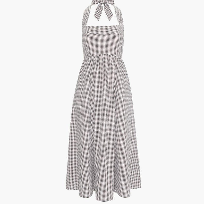 The Fleur Midi Dress - Chocolate Gingham