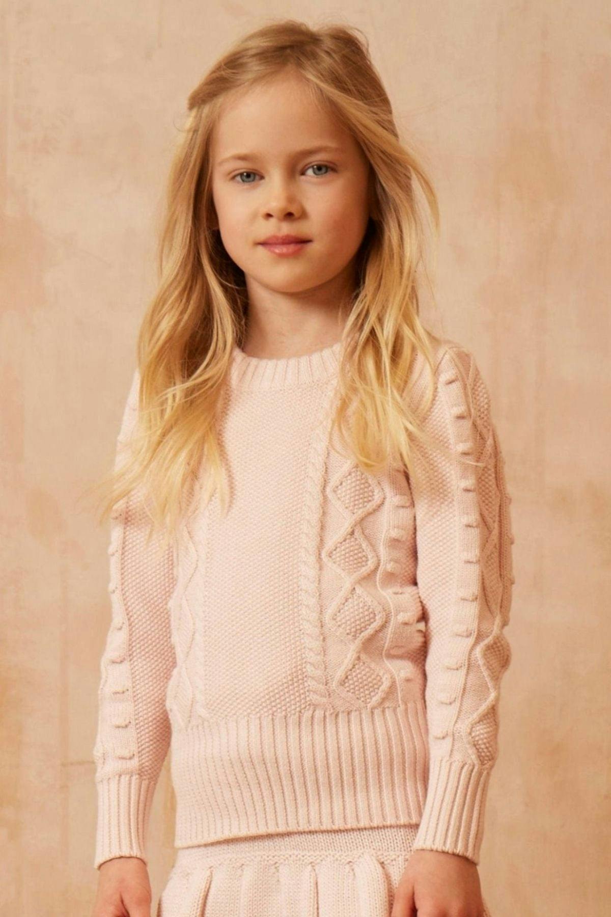 Cable Popcorn Jumper | Blush