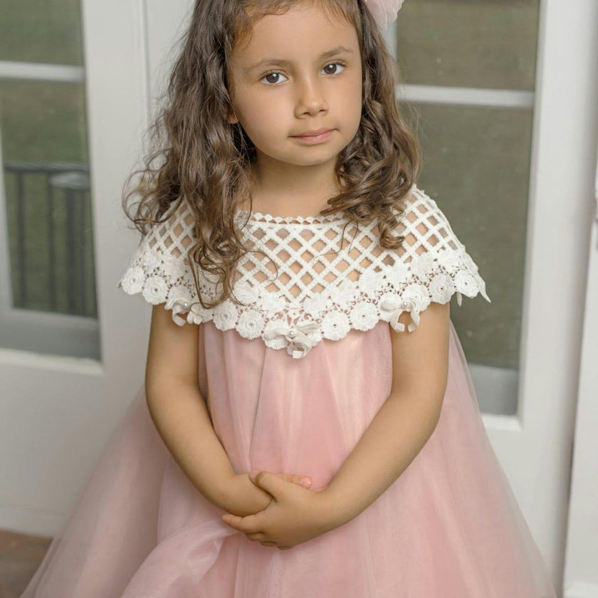 Rosa Pink Tulle Flower Dress