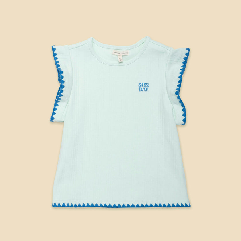 Organic Flutter Top in Frosty Jade