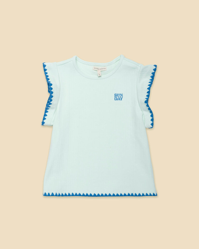 Organic Flutter Top in Frosty Jade