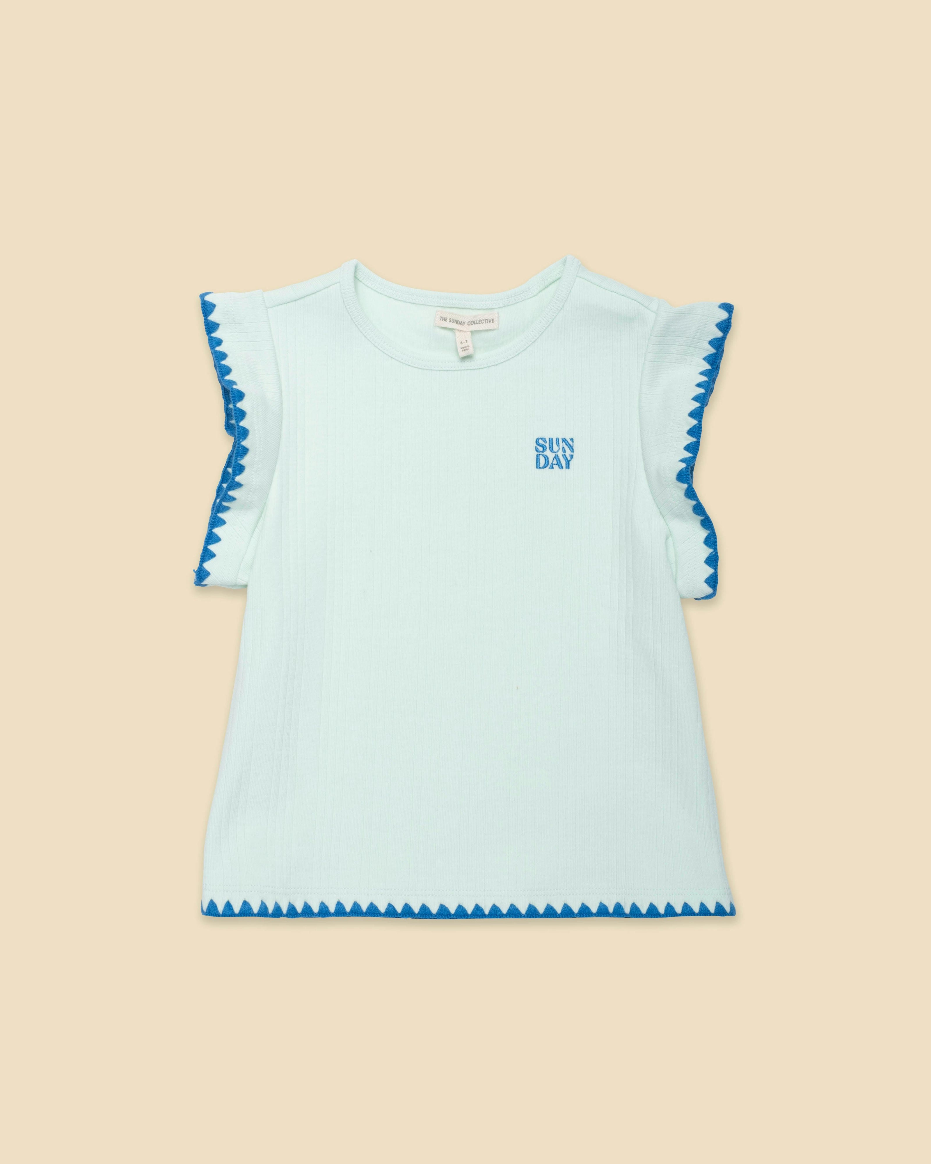 Organic Flutter Top in Frosty Jade