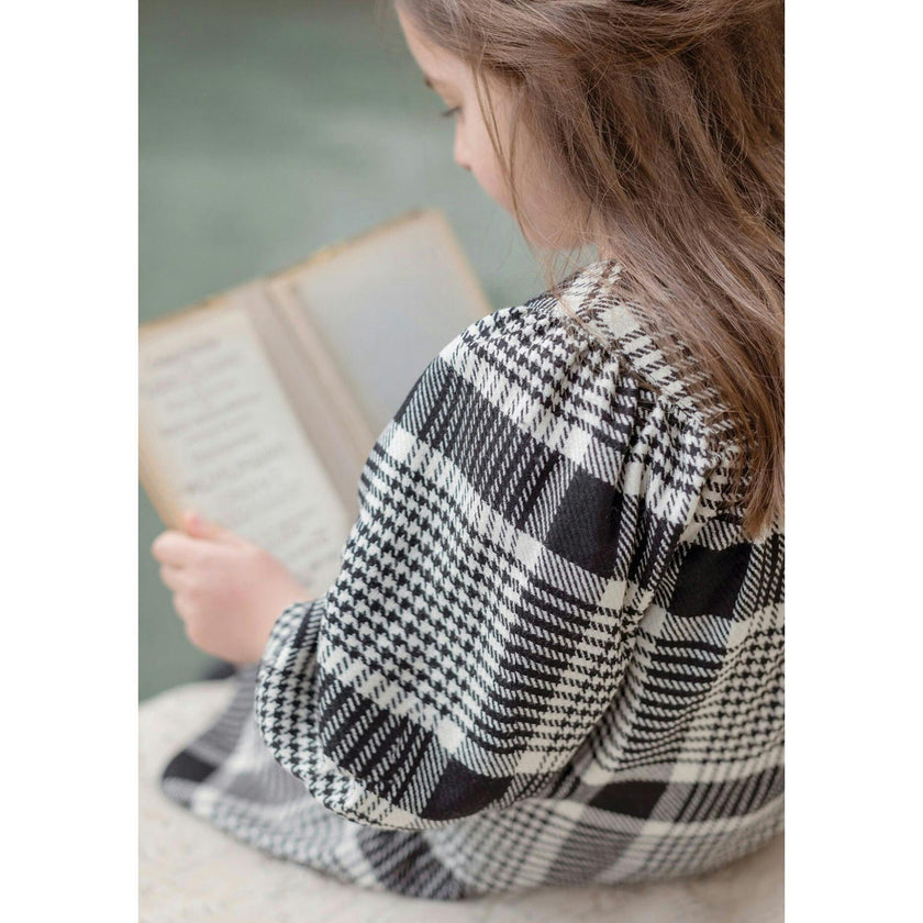 Retro Houndstooth Cotton-Blend Dress