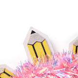 Packed Party Best in Class Pencil Novelty Headband - Multi-Sized Glitter Felt Pencils with Pink Tinsel Wrap for Back to School and Classroom Parties