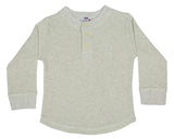 Kids Long Sleeve Thermal Henley Shirt - Oatmeal