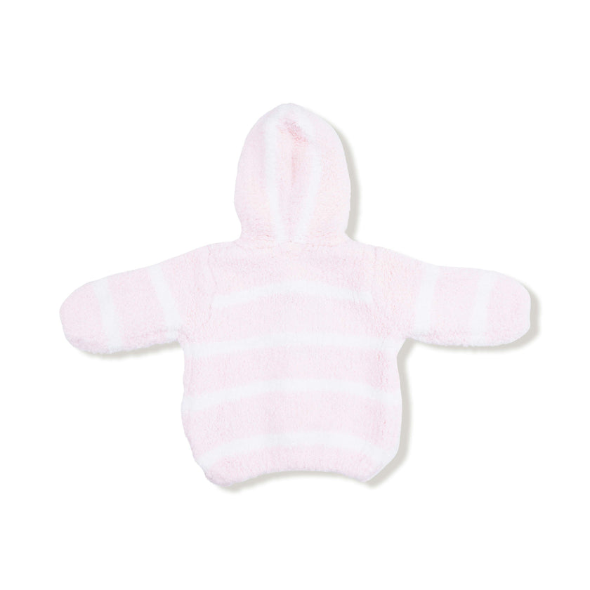 Chenille - Pretty Pink & Ivory Stripe Hooded Jacket