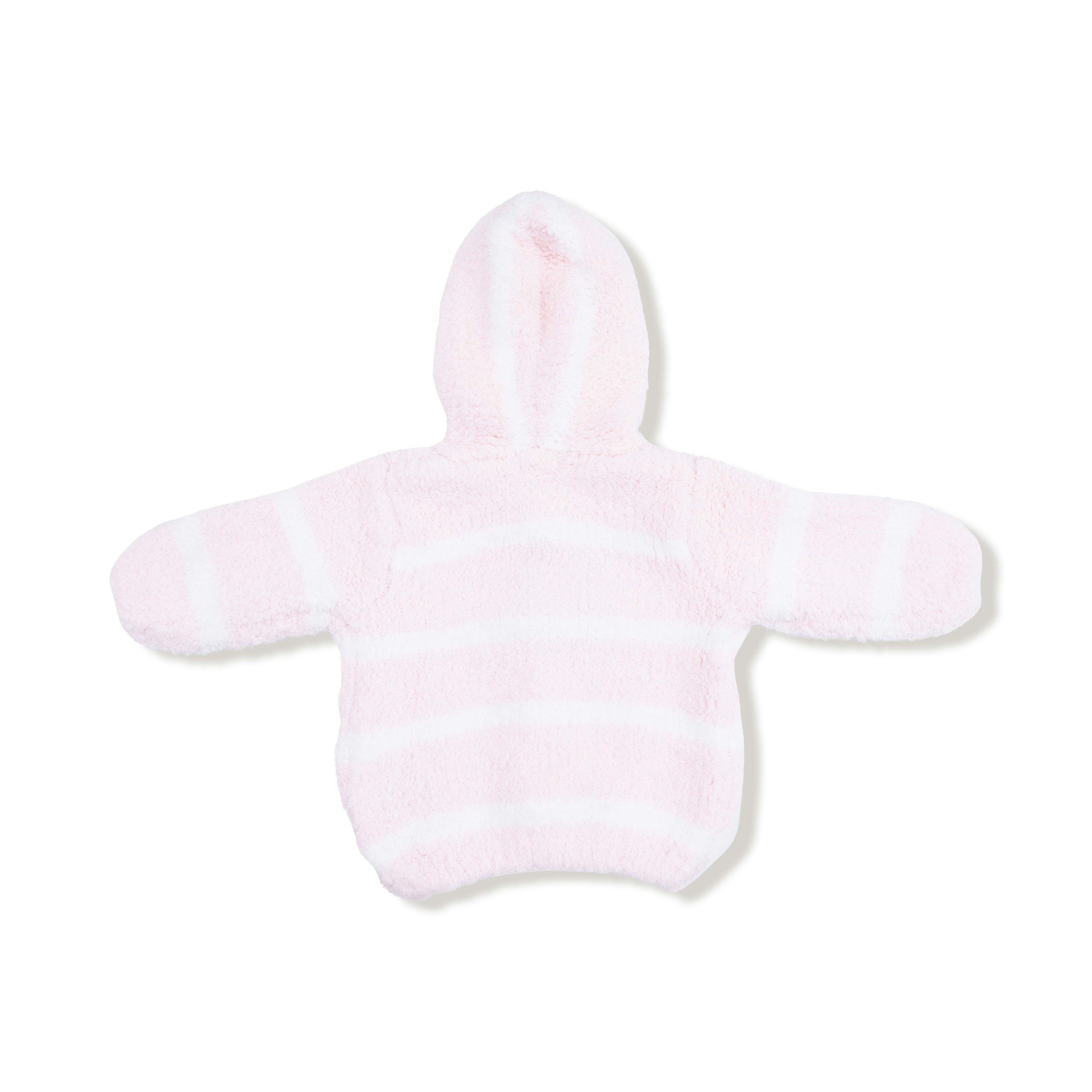 Chenille - Pretty Pink & Ivory Stripe Hooded Jacket