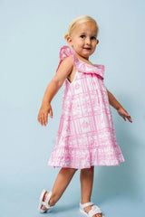 Pink Geometric Embroidery Harper Dress