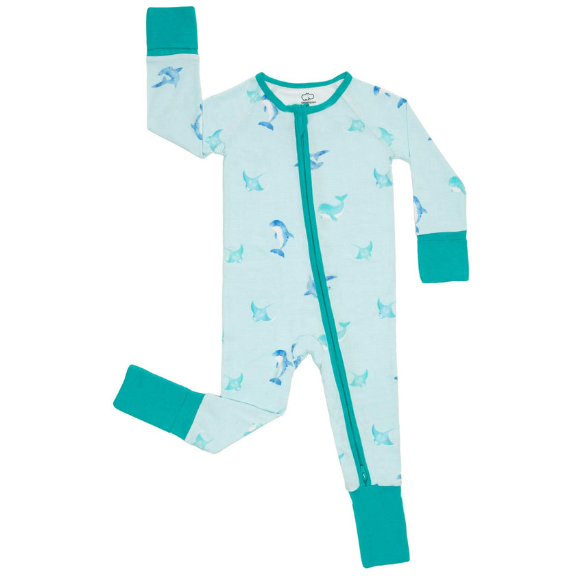 Zippered Romper in Fin Friends