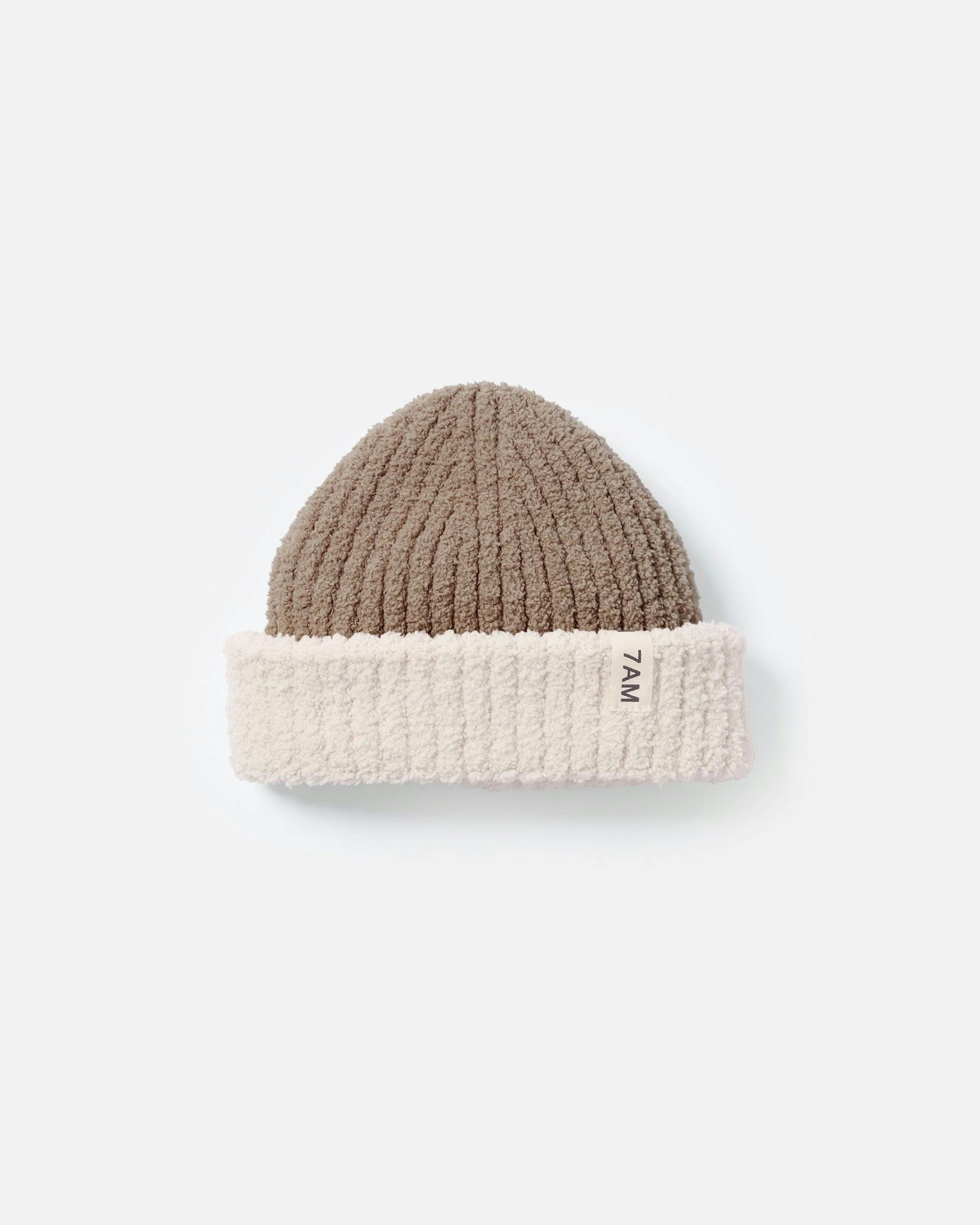 2-Tone Ribbed Beanie - Fuzzy
