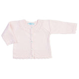 Pointelle Ruffle Knit Cardigan Pink
