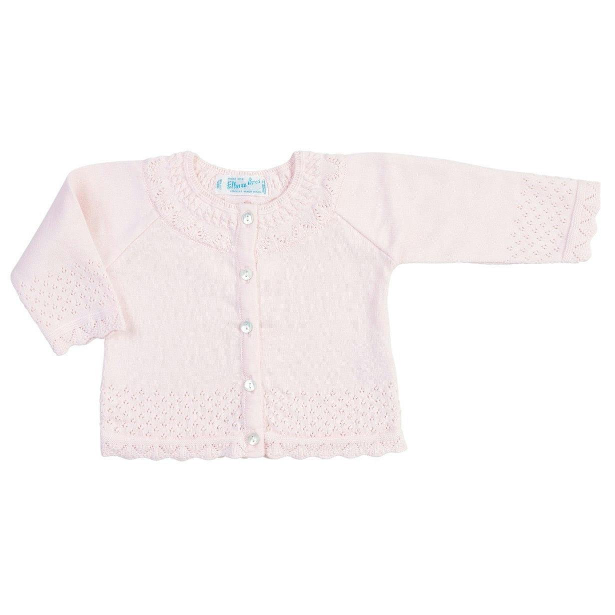 Pointelle Ruffle Knit Cardigan Pink