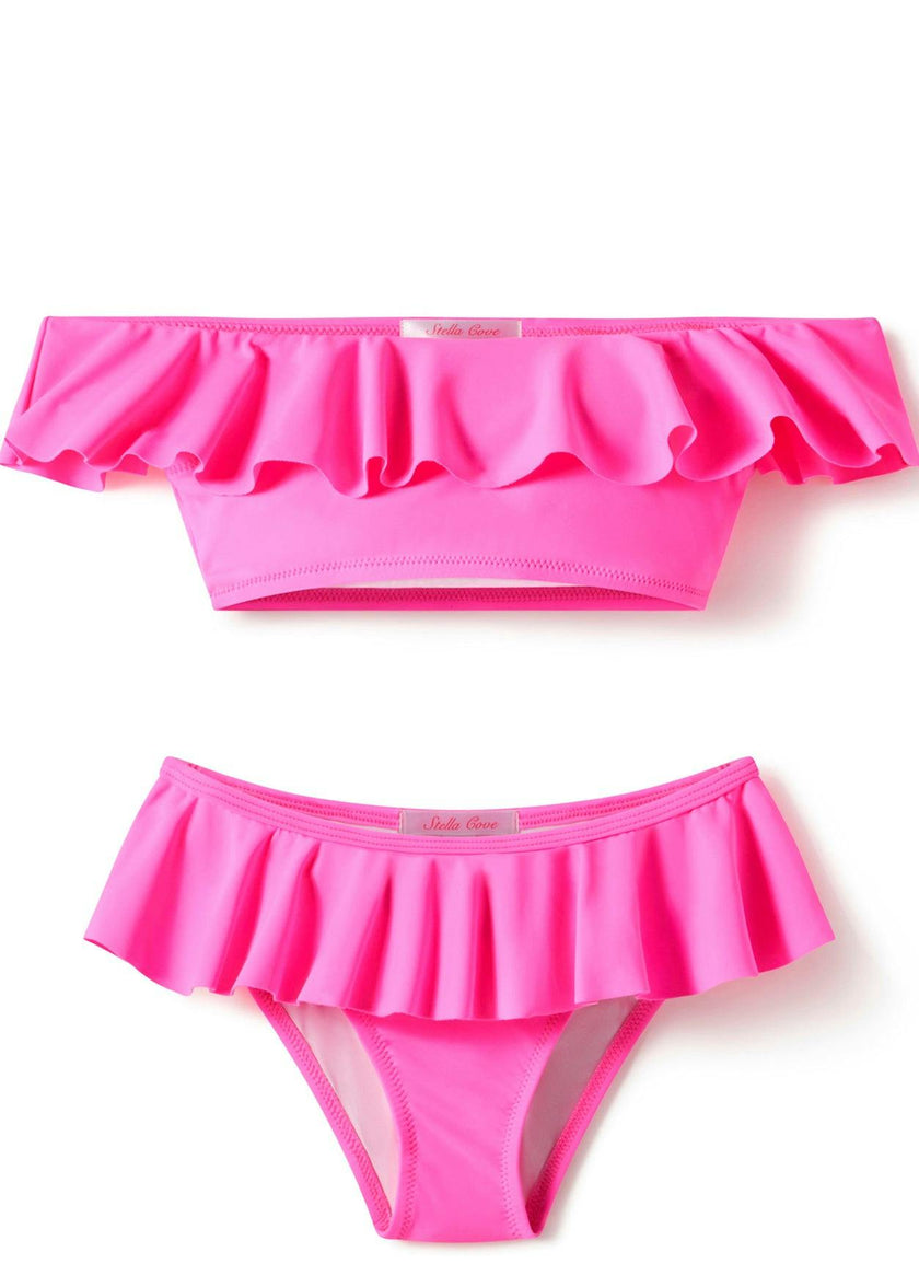 Wide Neck Ruffle Bikini