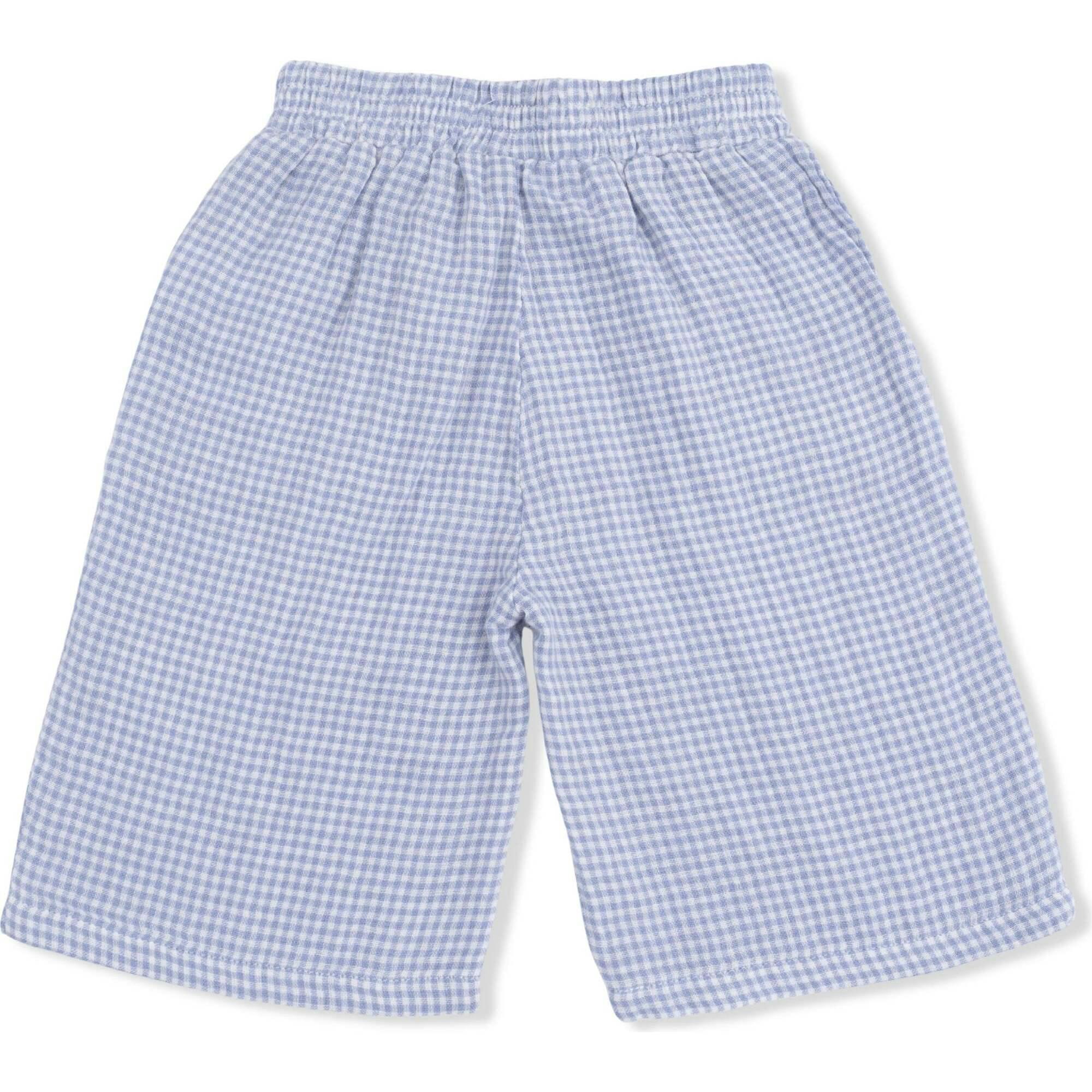 Micro Gingham Blue Blizzard - Peplum Tank with Wide Leg Pant