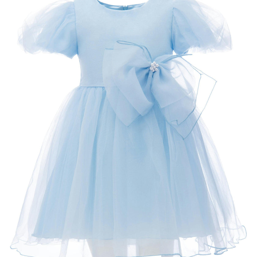 Blue Bow Organza Dress