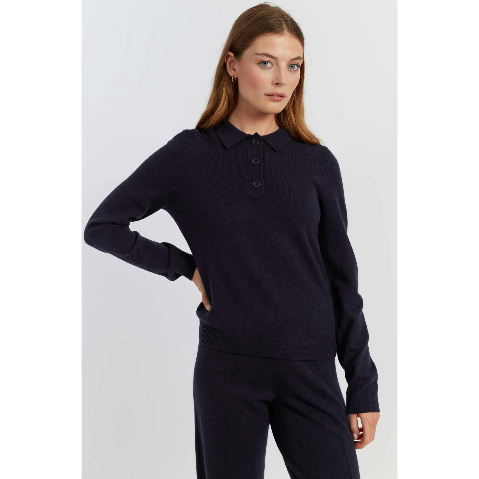 Wool Cashmere Polo Sweater