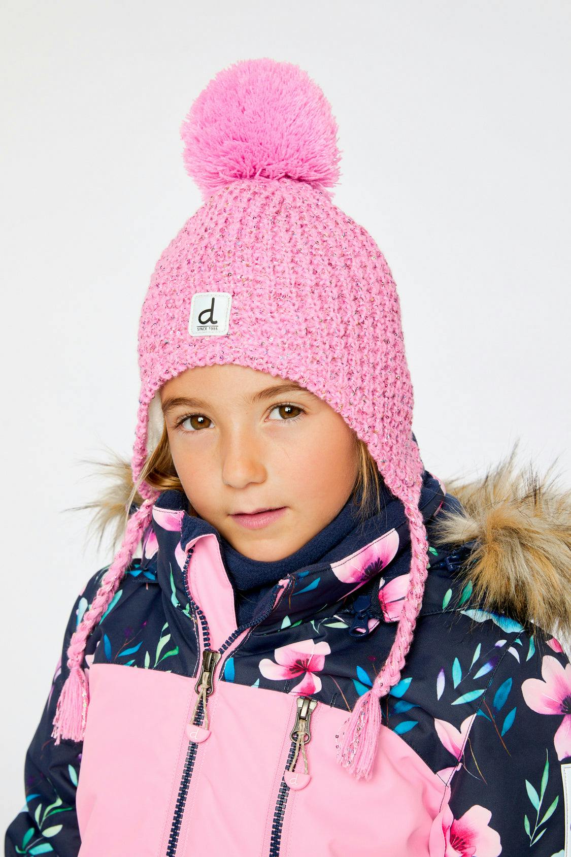 Winter Peruvian Knit Hat with Pompom Pink