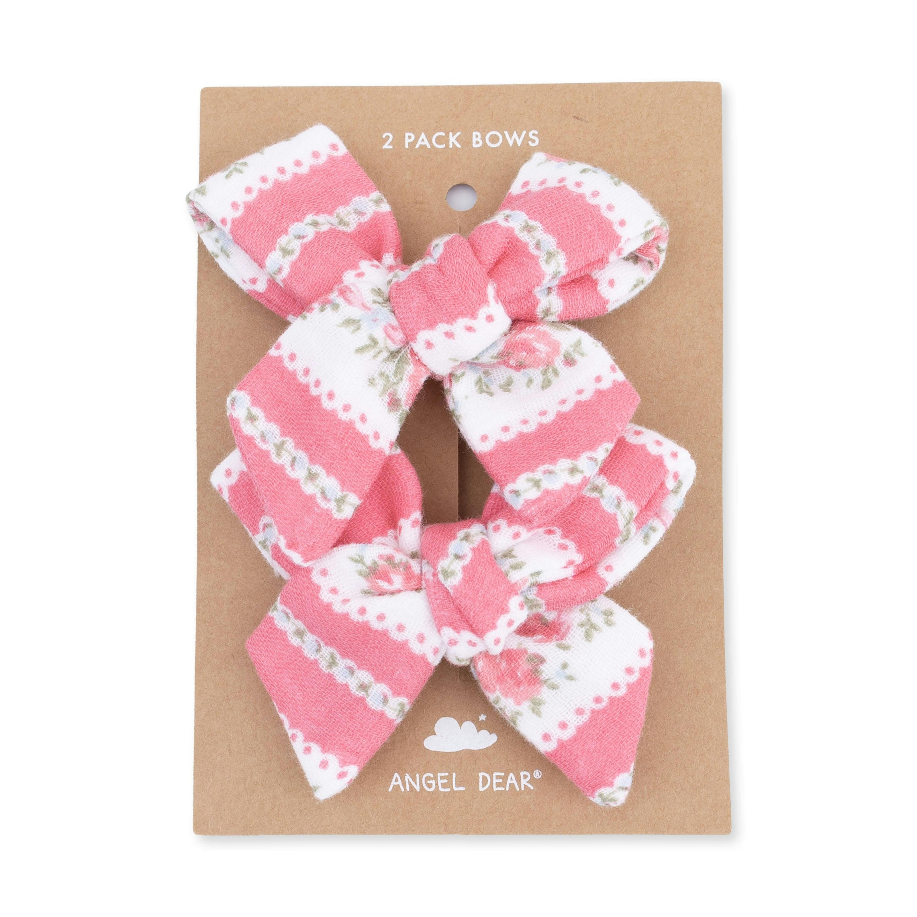 Suzie Floral Stripe - 2 Pack Bow Clips