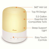 3-in-1 Compact Humidifier, 0.5 Gallon with Sleep Support Light & Aroma Diffuser