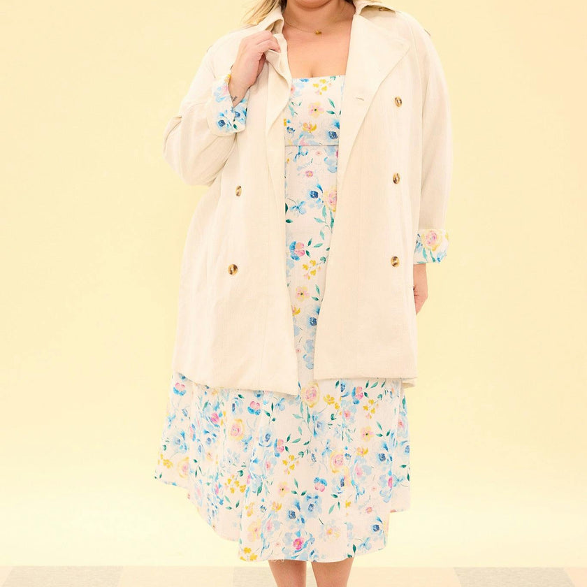 Linden Trench Coat in Blue Bouquet