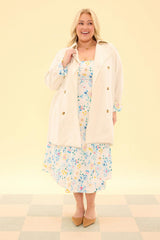 Linden Trench Coat in Blue Bouquet