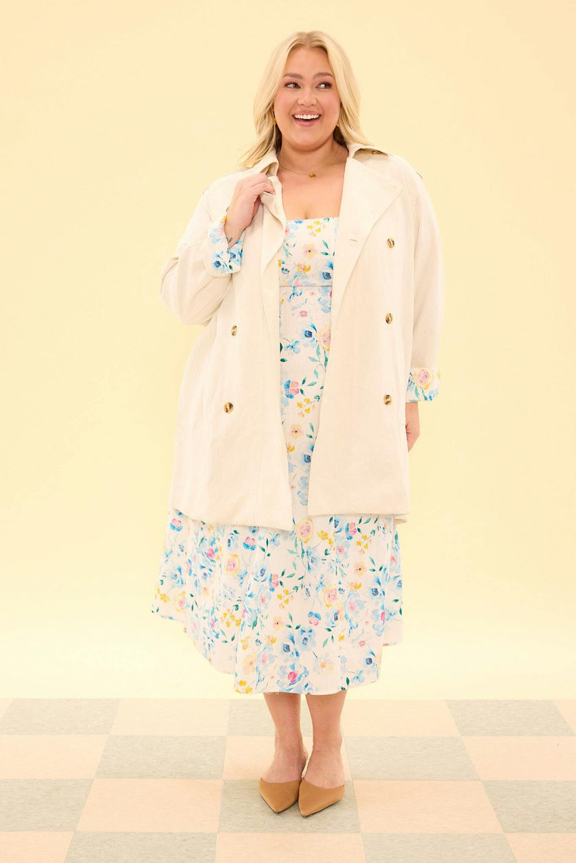 Linden Trench Coat in Blue Bouquet