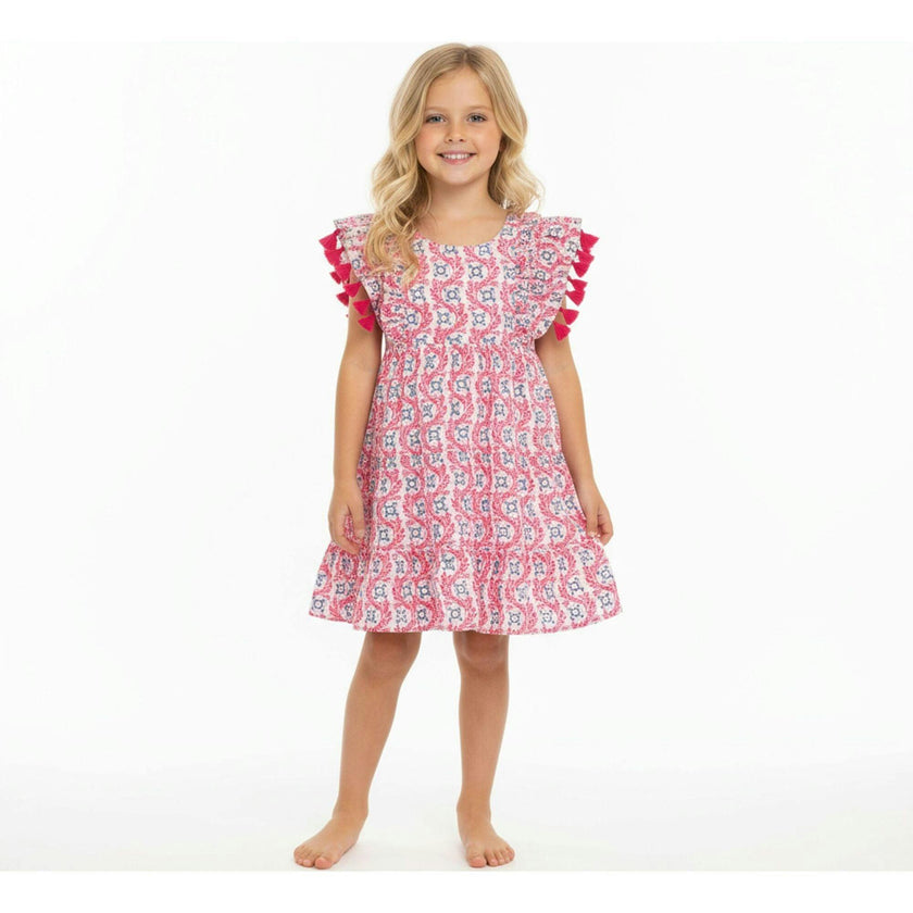 Sophie Girls Tassel Dress Jaipur Bloom, Pink