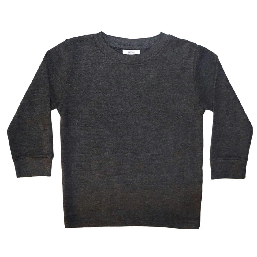 Long Sleeve Distressed Solid Thermal Shirt - Distressed Black