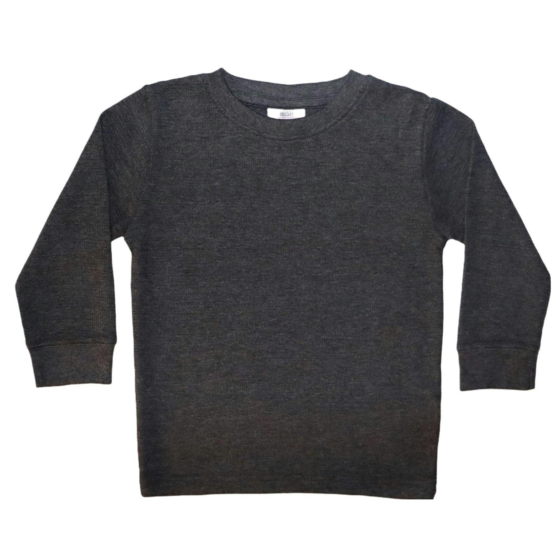 Long Sleeve Distressed Solid Thermal Shirt - Distressed Black