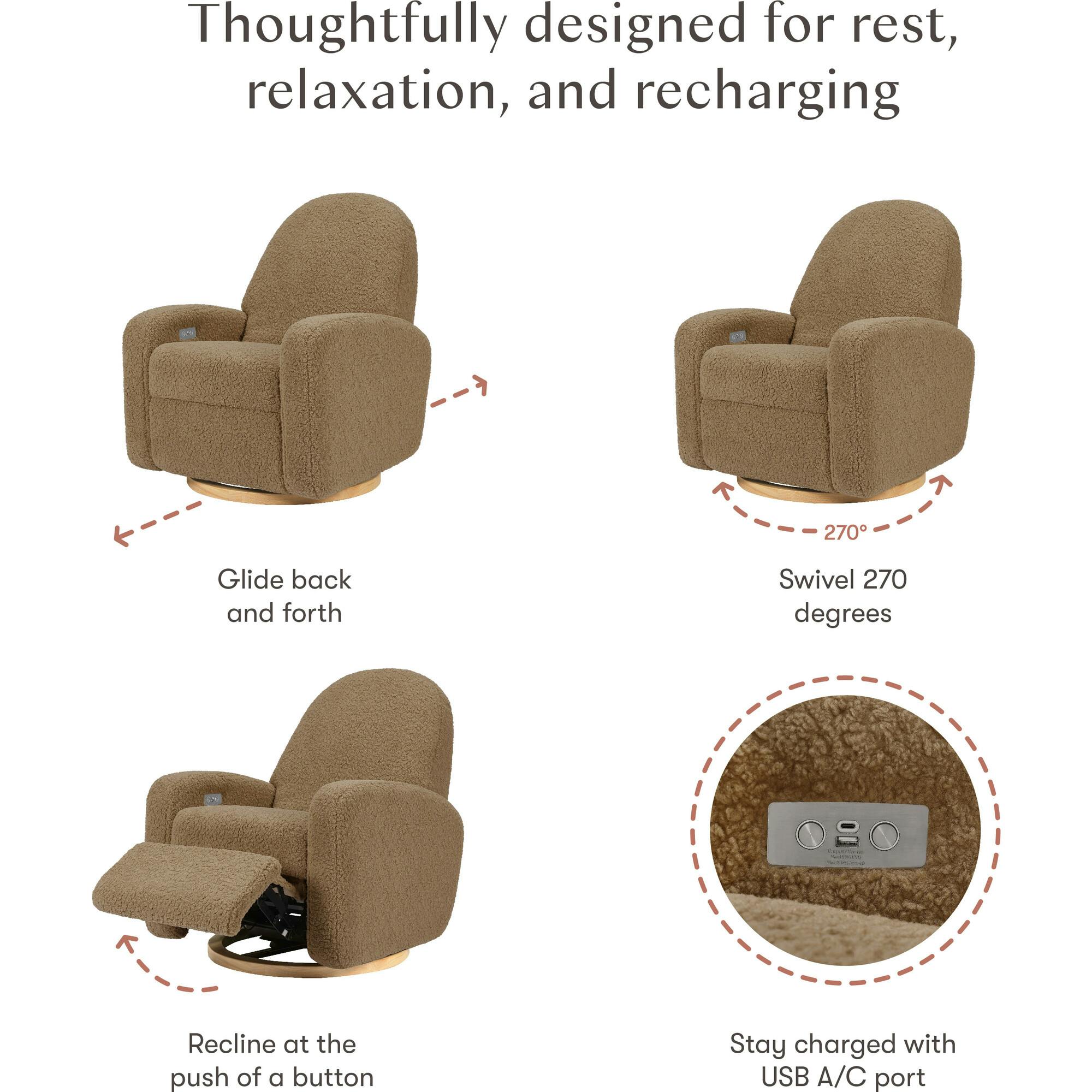 Nami Electronic & Swivel Glider Recliner With USB Port