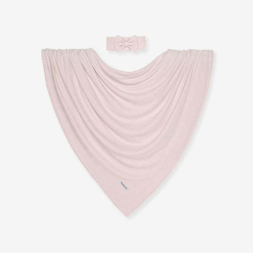 Icing Pink Pointelle Picot Swaddle Headband Set