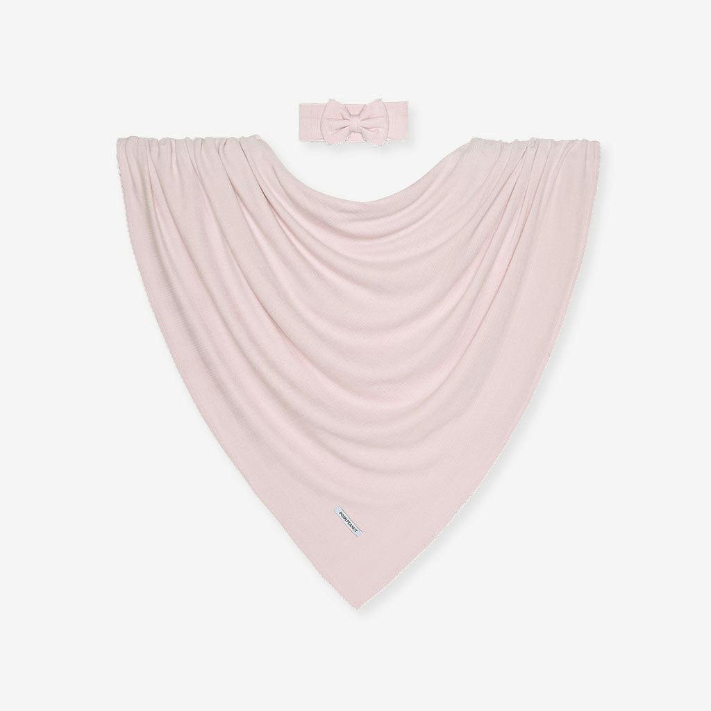 Icing Pink Pointelle Picot Swaddle Headband Set