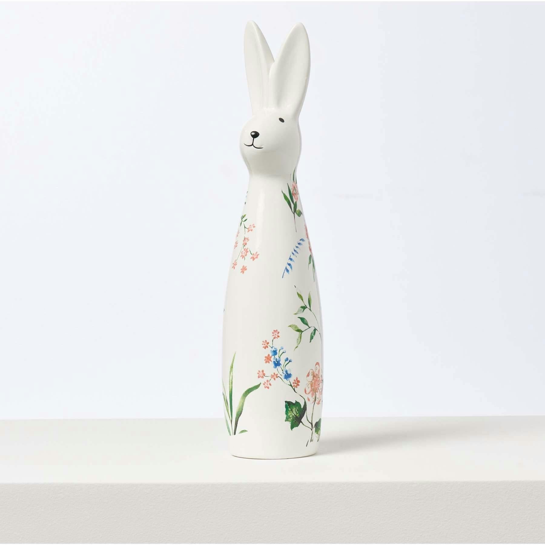 Ivory & Pink Ceramic Bunny Rabbit Figurine Easter Tabletop Home Decor