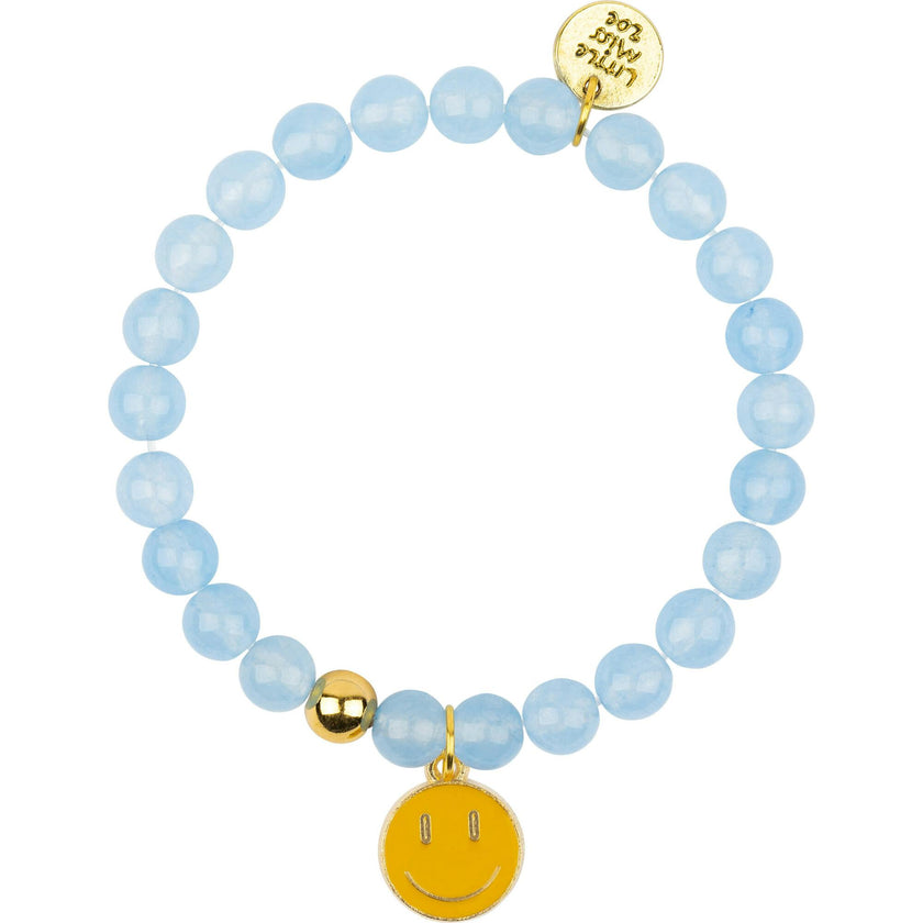 Gemstone Bracelet With Smiley Enamel Charm
