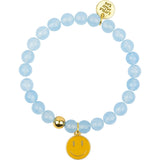 Gemstone Bracelet With Smiley Enamel Charm