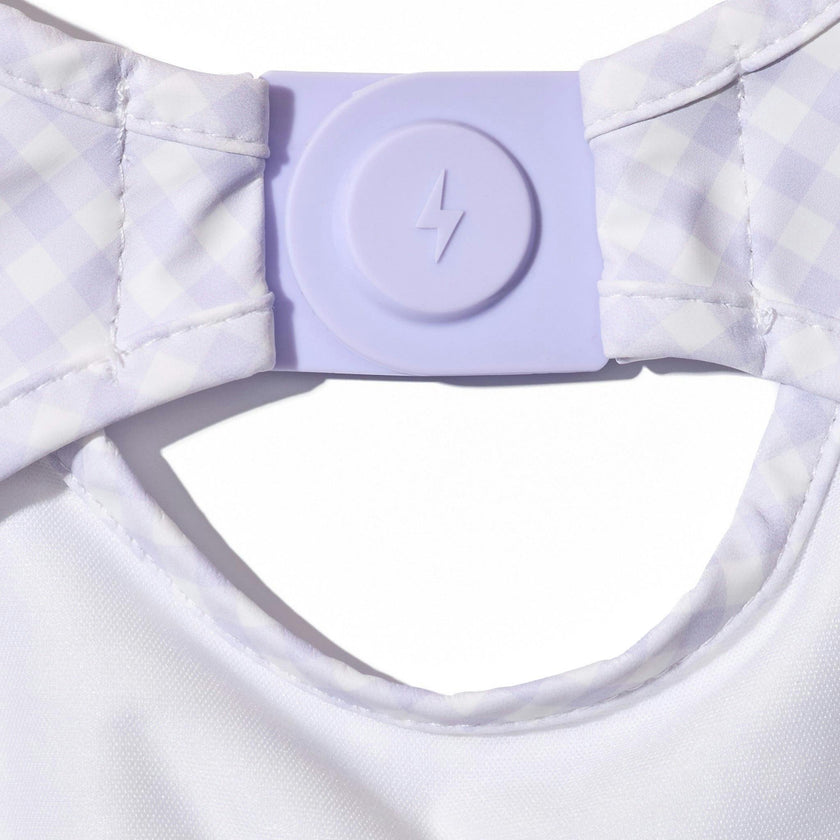 Magnetic Long Sleeve Bib - Violet Check
