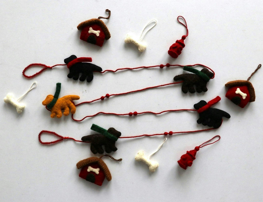 Dog Themed Christmas Decoration Set for Table Top Trees - 9 Pieces