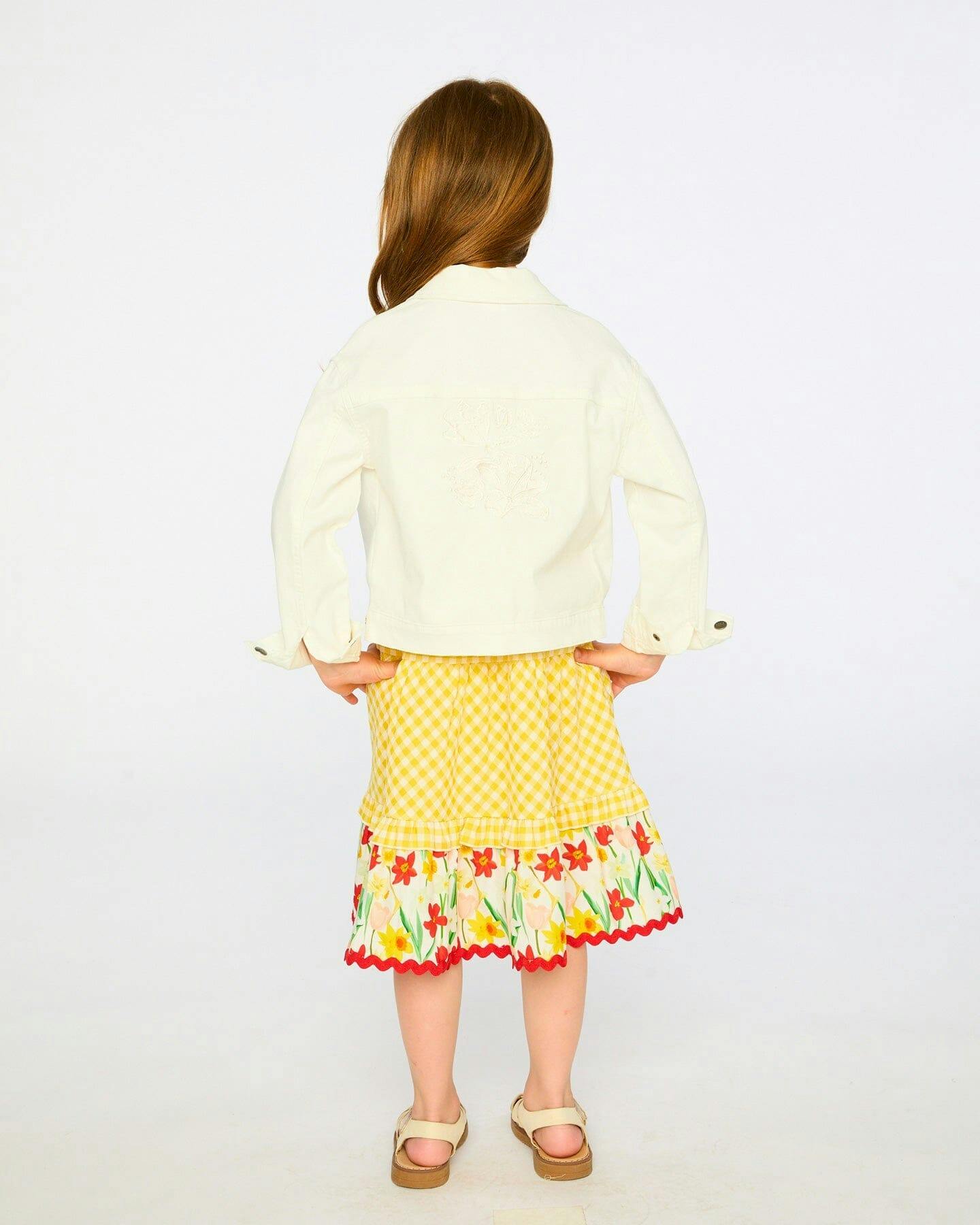 White Denim Jacket With Embroidery