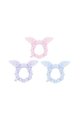 Seersucker Bow Scrunchie, Blue/White