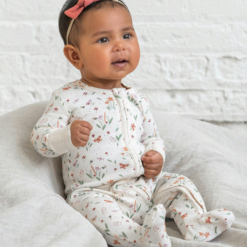 Peyton Zipper Sleeper - Butterfly / Fog + Mint