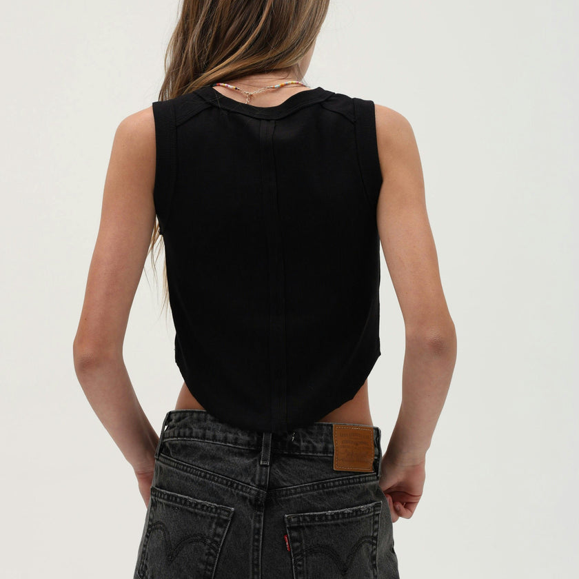 Tenly Rayon Rib Exposed Seam Tank Top