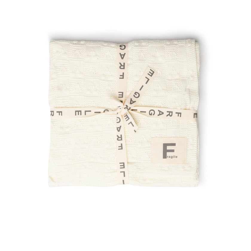 Textured Knit Blanket Off White