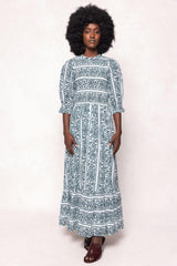 Danielle Dress in Blue Linear Print