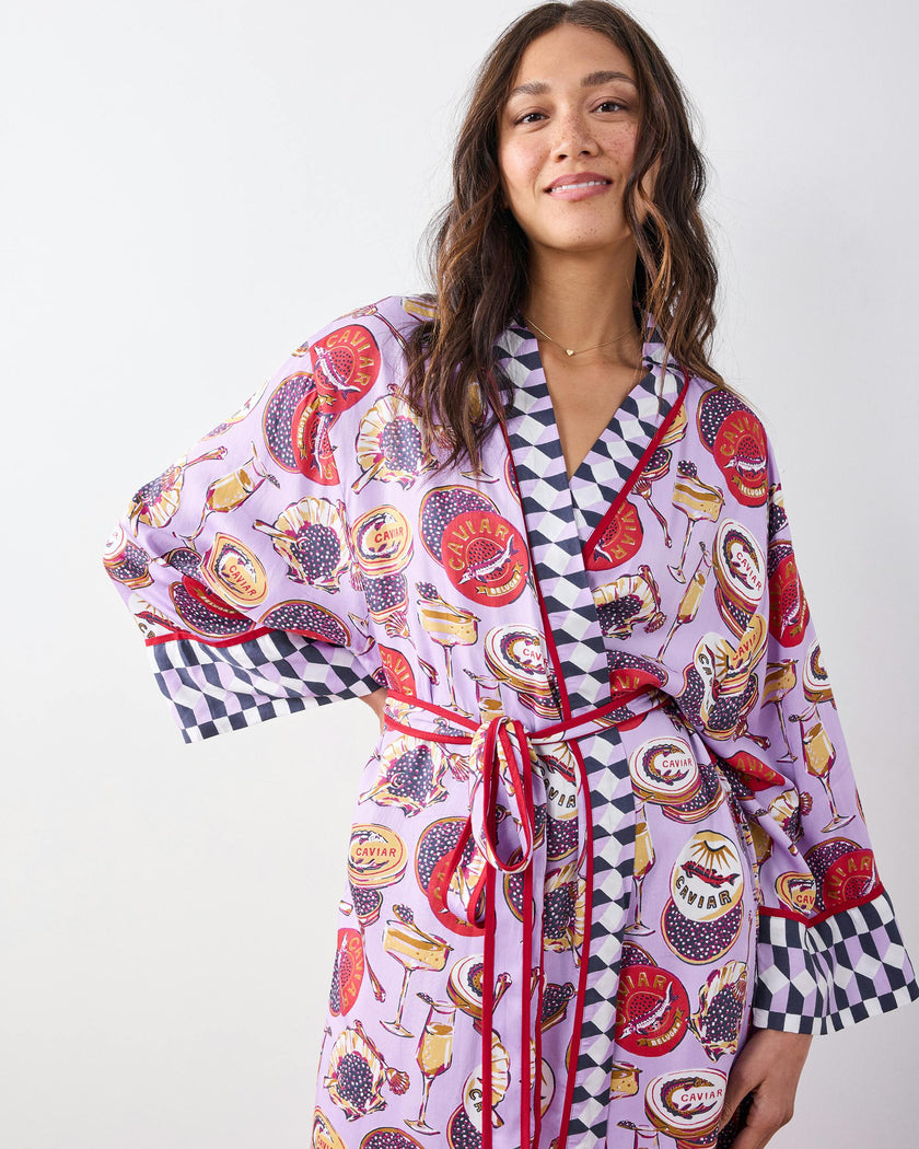 Champagne & Caviar - Eco Satin Robe - Lavender Spritz