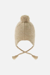 Winter Peruvian Knit Hat with Pompom Taupe