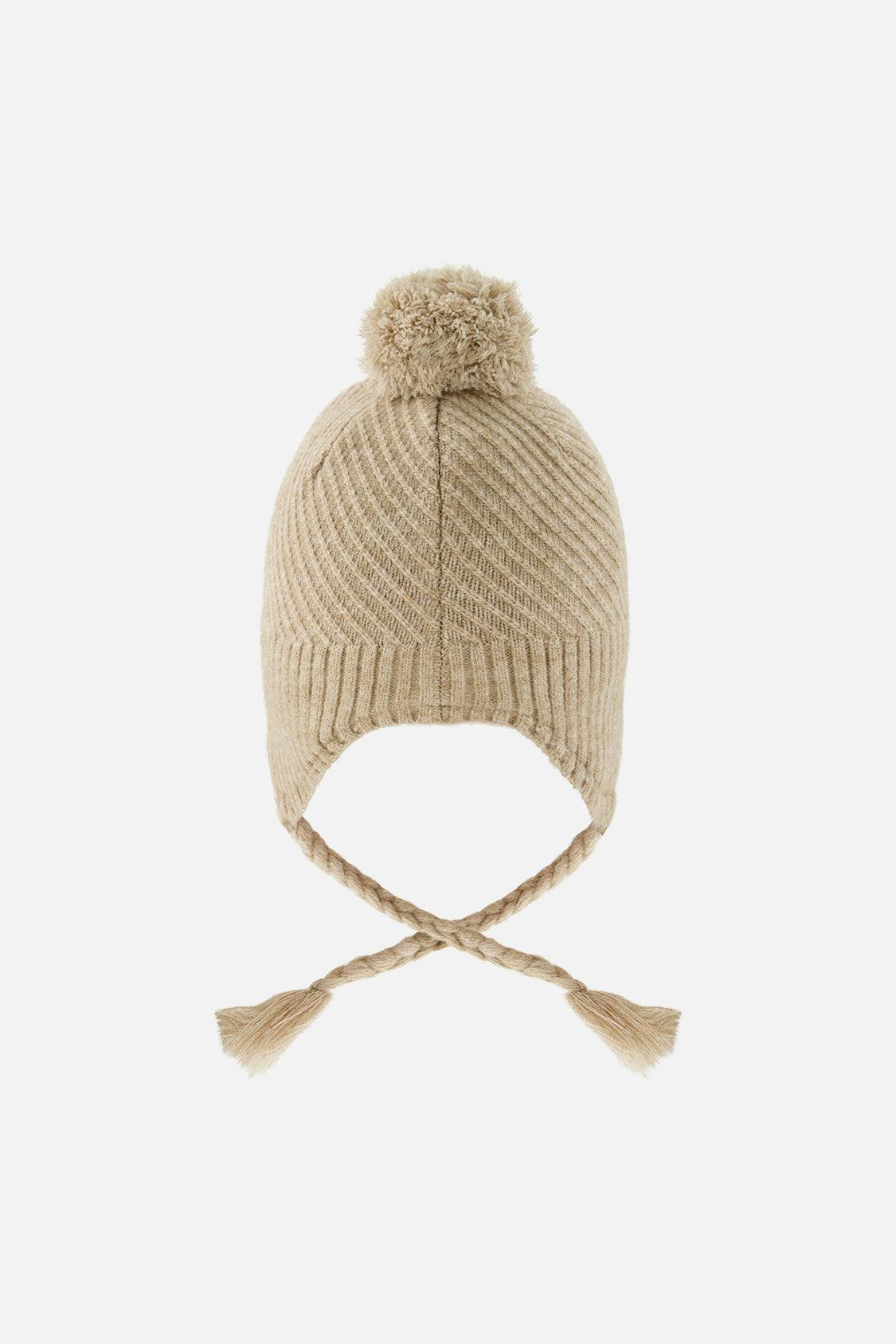 Winter Peruvian Knit Hat with Pompom Taupe