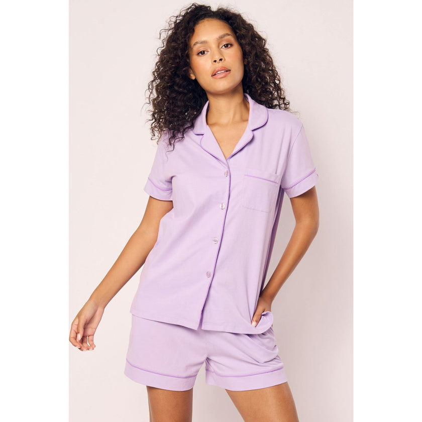 Women's Pima Short Sleeve Short Set in Pink